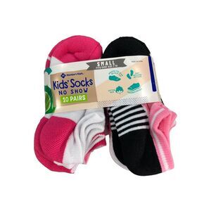 Pink/Grey - Member's Mark Girl's 10-Pack No Show Cushioned Footbed Fashion Desig